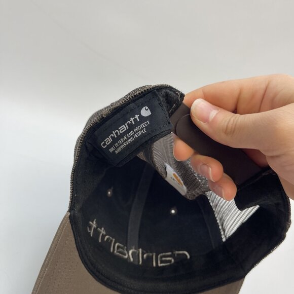 Carhartt Force Canvas Mesh-Back Logo Graphic SnapBack Trucker Hat Grey / Green - Picture 6 of 10